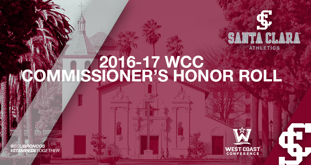 Santa Clara Well Represented on West Coast Conference Commissioner's Honor Roll
