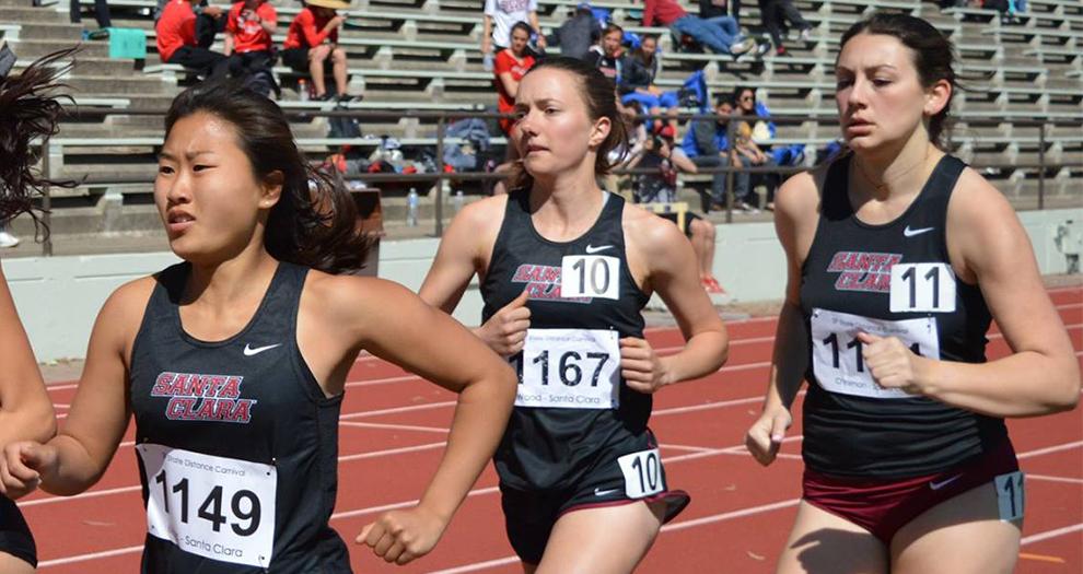 Greer Chrisman (far right) made it two 400m hurdles victories in her last two races on Saturday.