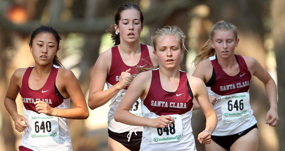 Left to Right: Kalen Abe, Julia Green, Emma McCurry and Allison Martinez race at the season-opening USF Invitational on Sept. 2, 2017.