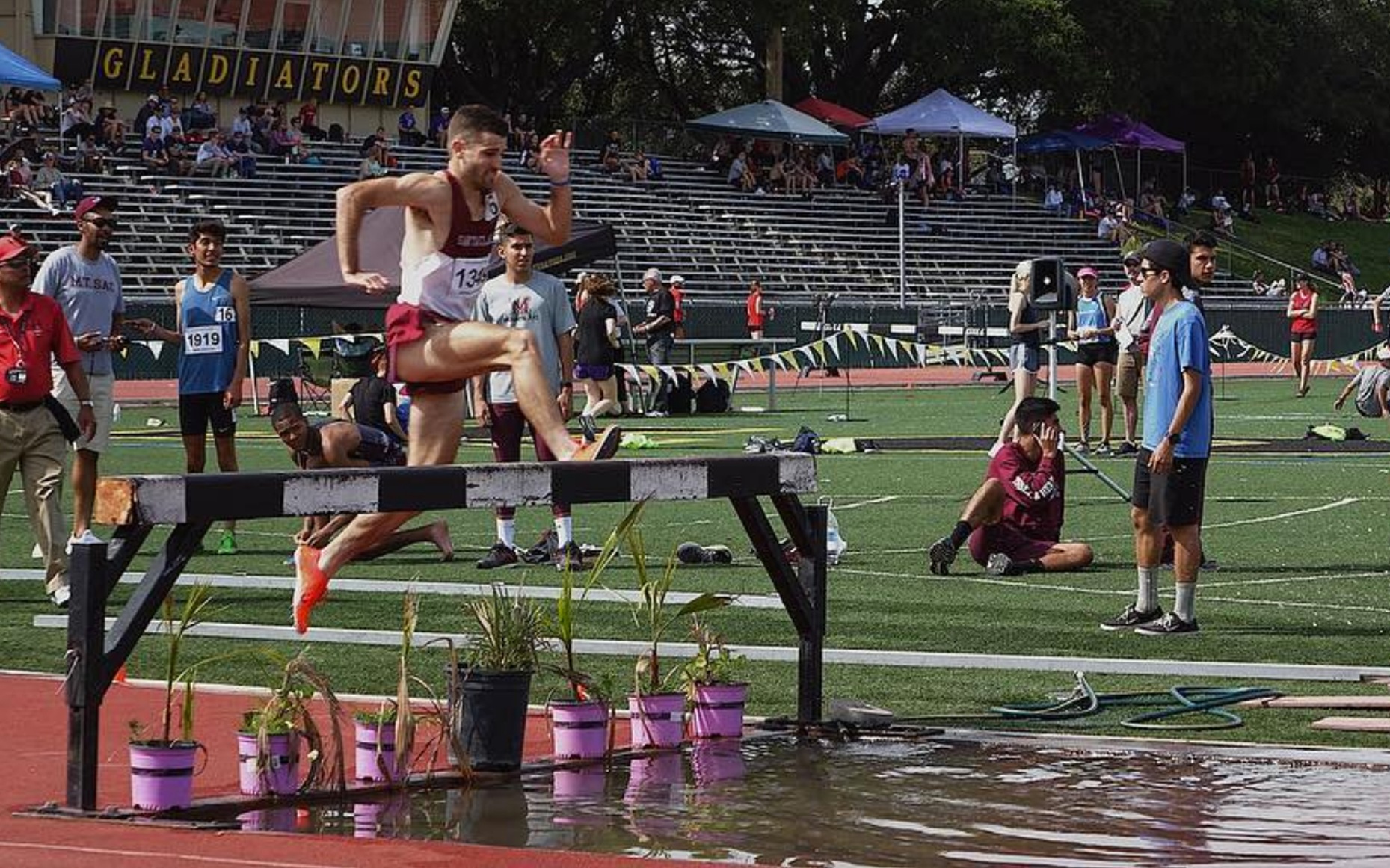 Joey Berriatua bested his own 3,000-meter steeplechase school record by more than eight seconds at Cobb Track and Angell Field on Thursday night.