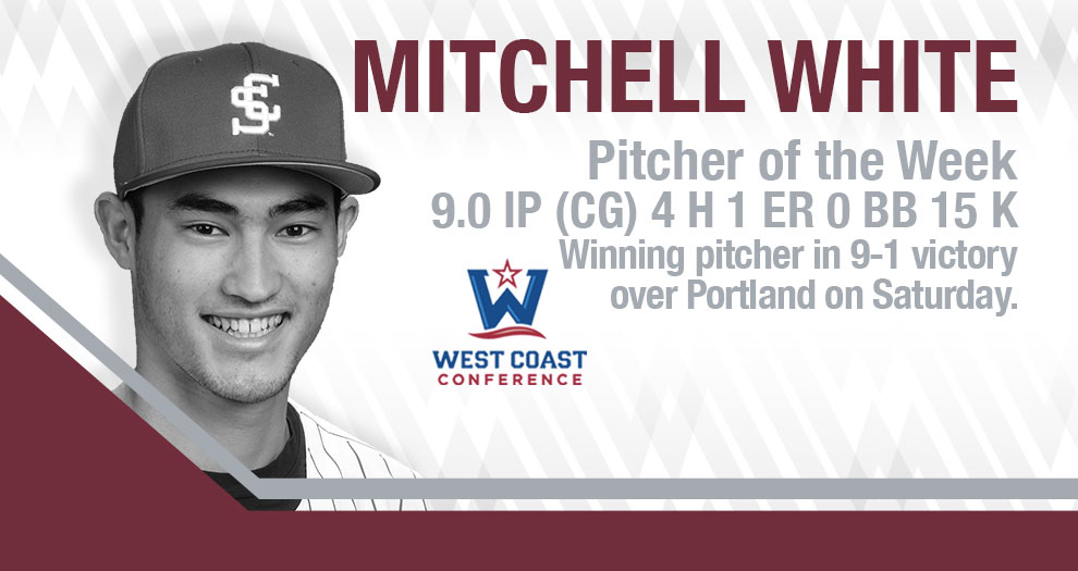 Baseball’s White Named Rawlings WCC Pitcher of the Week