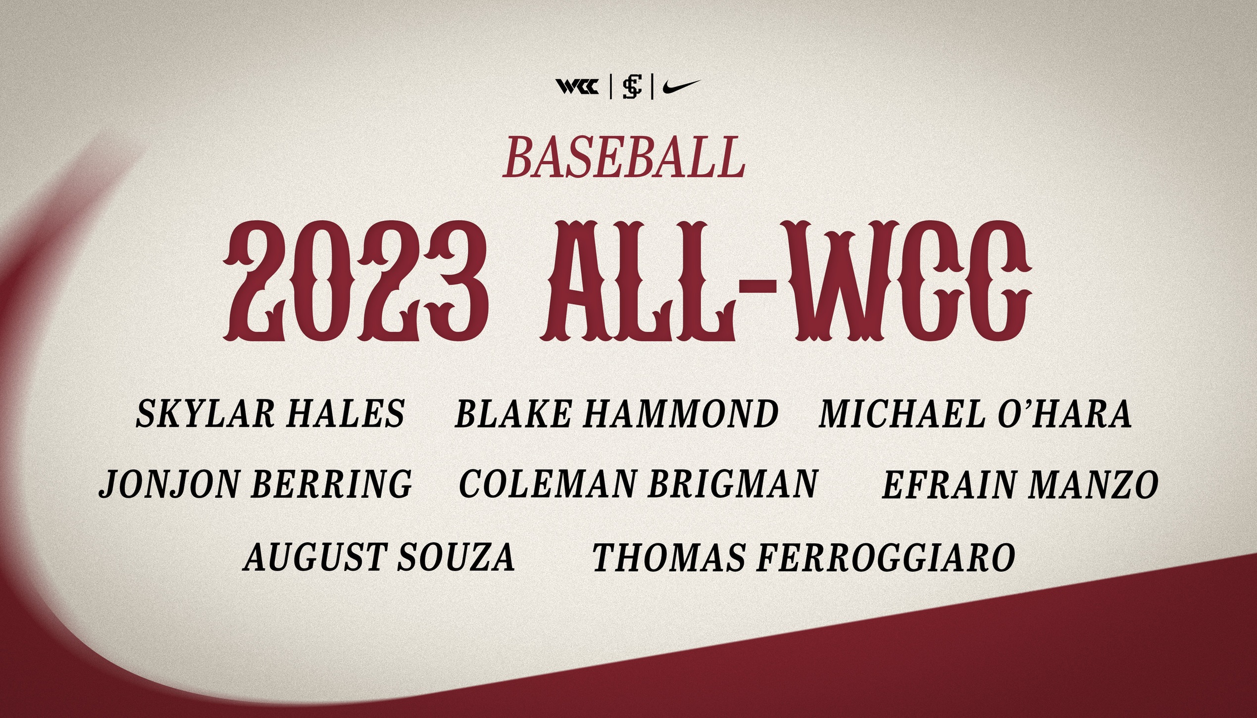 Baseball Has Eight Named All-WCC