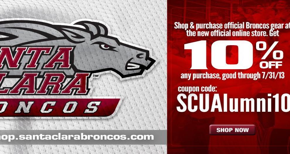 Santa Clara Alums: Receive 10% Off on the Broncos' Online Retail Store Until July 31st