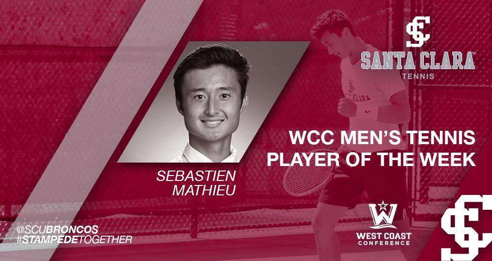 Mathieu Named WCC Men’s Tennis Player of the Week