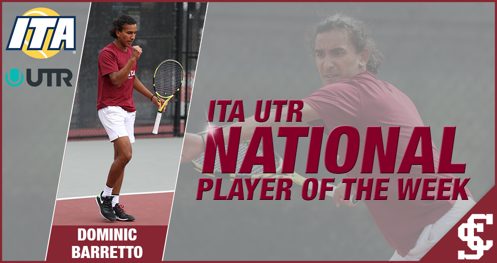 Barretto of Men’s Tennis Tabbed ITA UTR National Player of the Week