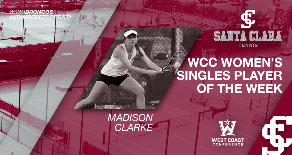 Women’s Tennis’ Clarke Named WCC Singles Player of the Week