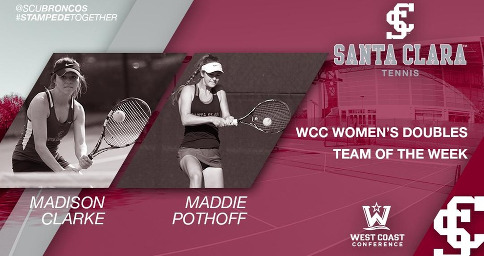 Women’s Tennis’ Clarke and Pothoff Named WCC Doubles Team of the Week