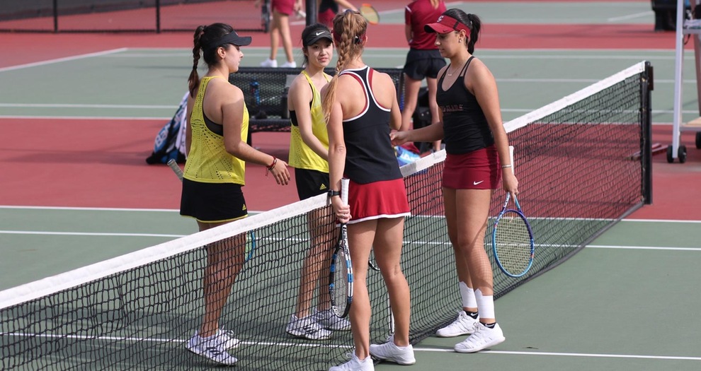 Women’s Tennis Sweeps Dominican, 7-0, in Dual Match Opener on Saturday