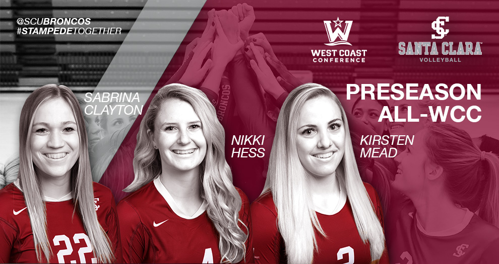 Volleyball Tops WCC with Three Preseason All-Conference Selections; Picked to Finish Third