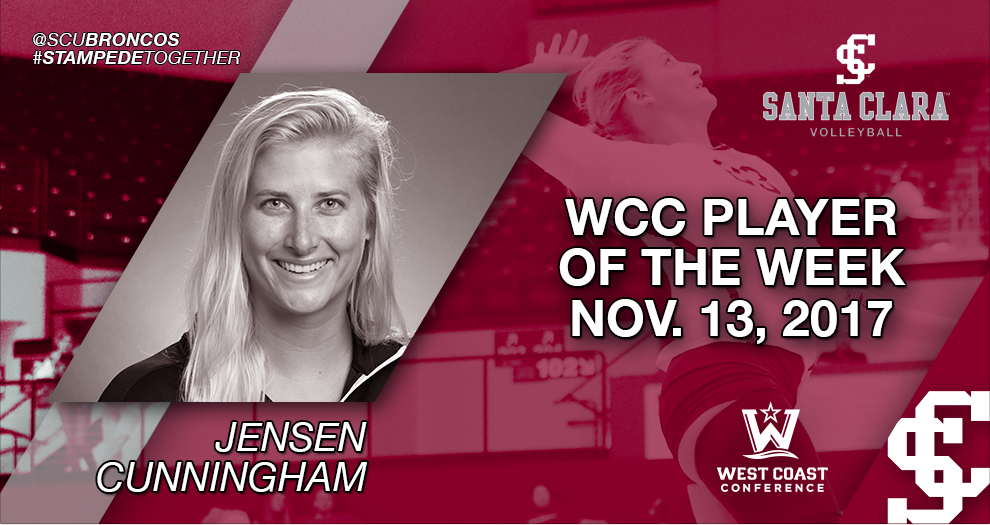 Jensen Cunningham Named West Coast Conference Volleyball Player of the Week