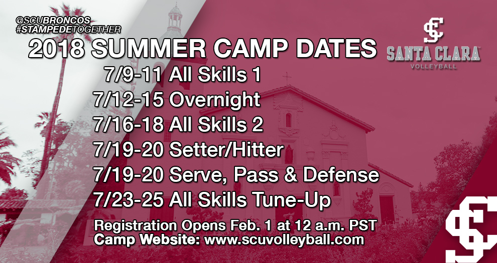 Volleyball 2018 Summer Camp Dates Announced; Registration Opens Feb. 1