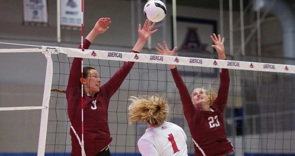 Volleyball Comes from Behind to Claim Five-Set Road Victory Against American