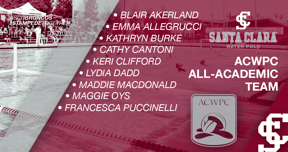 Nine Women’s Water Polo Players Honored for Academic Achievement