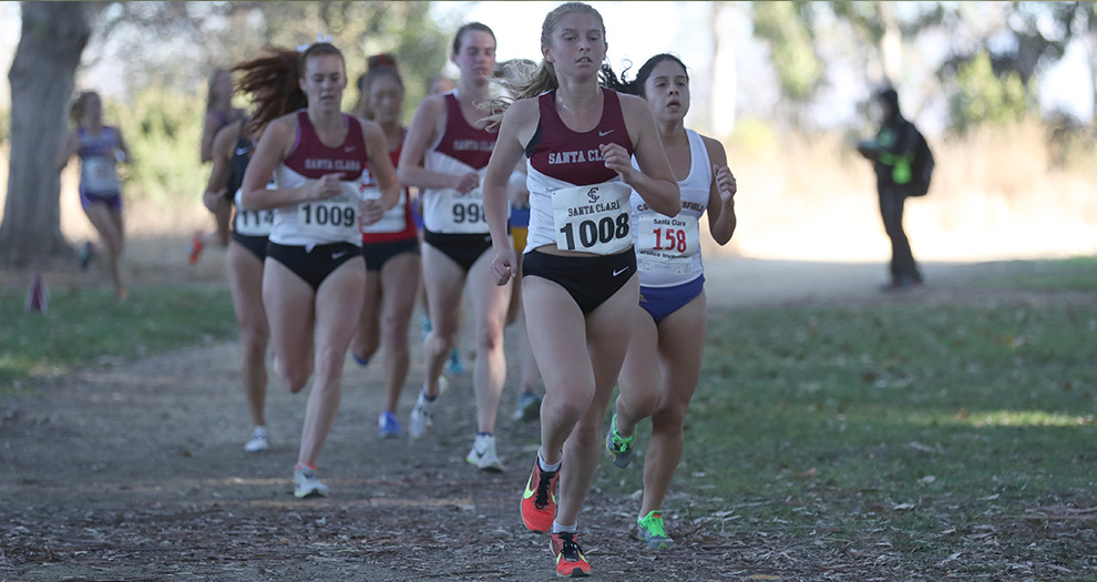 Allison Martinez (1108) and Santa Clara women's cross gets Friday's meet underway with the 6-kilometer race at 10:30 a.m.