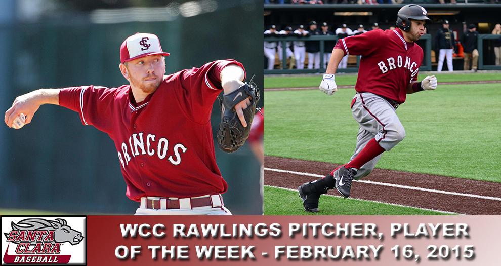 Wilson, Vizcaino, Jr., Sweep WCC Rawlings Baseball Pitcher and Player of the Week Awards
