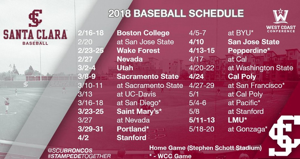 Baseball Announces 2018 Schedule