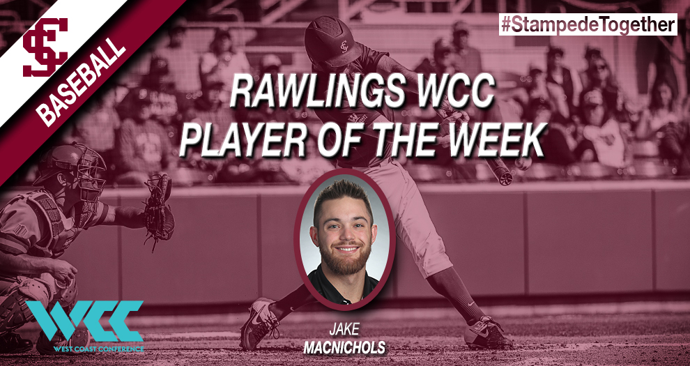 Baseball’s MacNichols Named Rawlings WCC Player of the Week