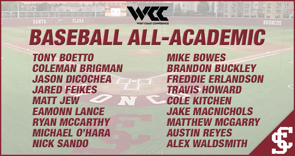 Eighteen Baseball Student-Athletes Named WCC All-Academic