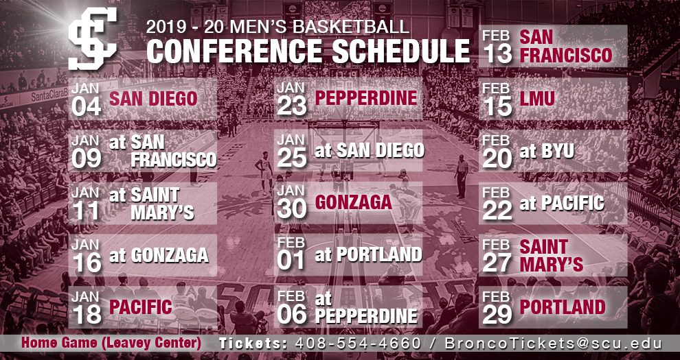 West Coast Conference Announces 2019-20 Men’s Basketball Schedule
