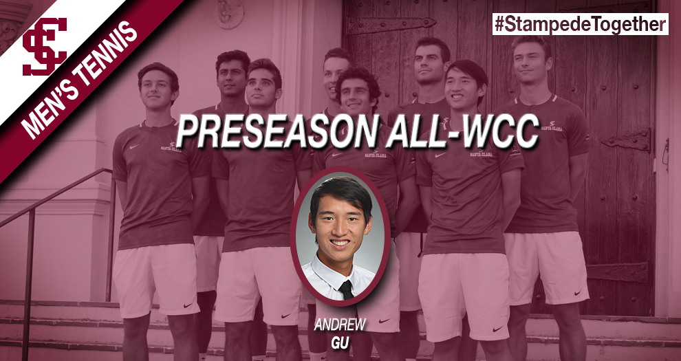 Men’s Tennis Picked to Finish Second in WCC; Gu Named Preseason All-WCC