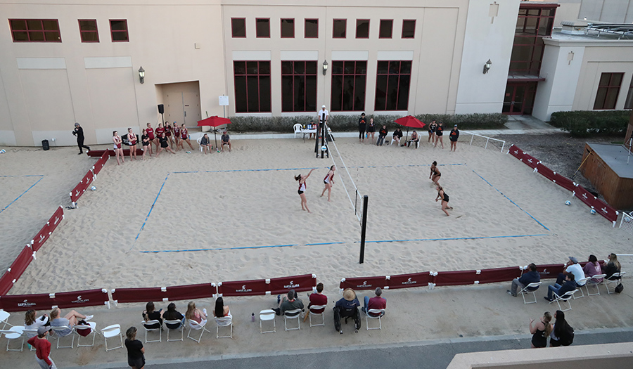 Beach volleyball defeated Pacific for the first victory on campus grounds in program history last Wednesday.
