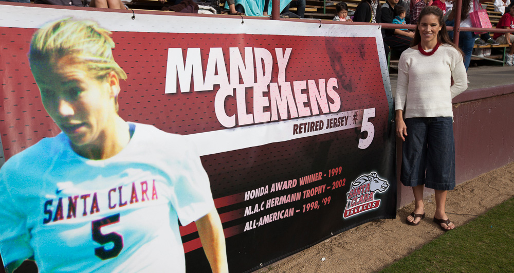 Women's Soccer Honors No. 5 Jersey of Mandy Clemens