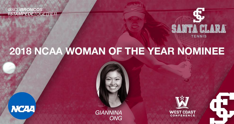 Women’s Tennis - Giannina Ong Nominated For 2018 NCAA Woman of the Year Award