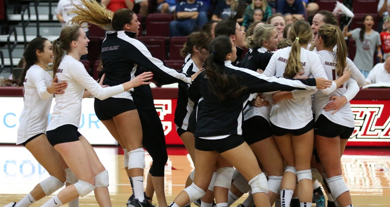 Volleyball Upsets WCC's First Place Team In Four, Defeating No. 21 BYU At Home For Second Straight Year