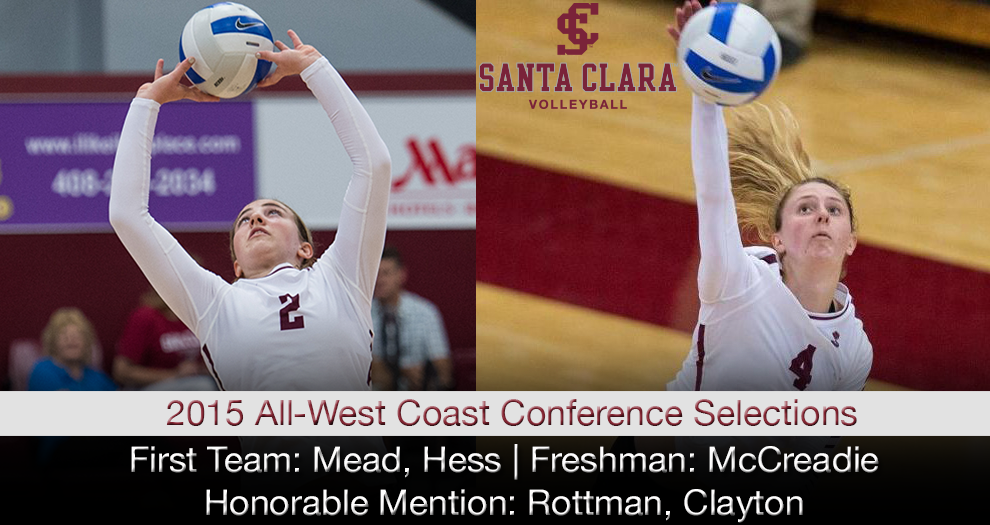 Volleyball’s Hess, Mead Named First Team All-WCC; Five Broncos Earn All-Conference Honors