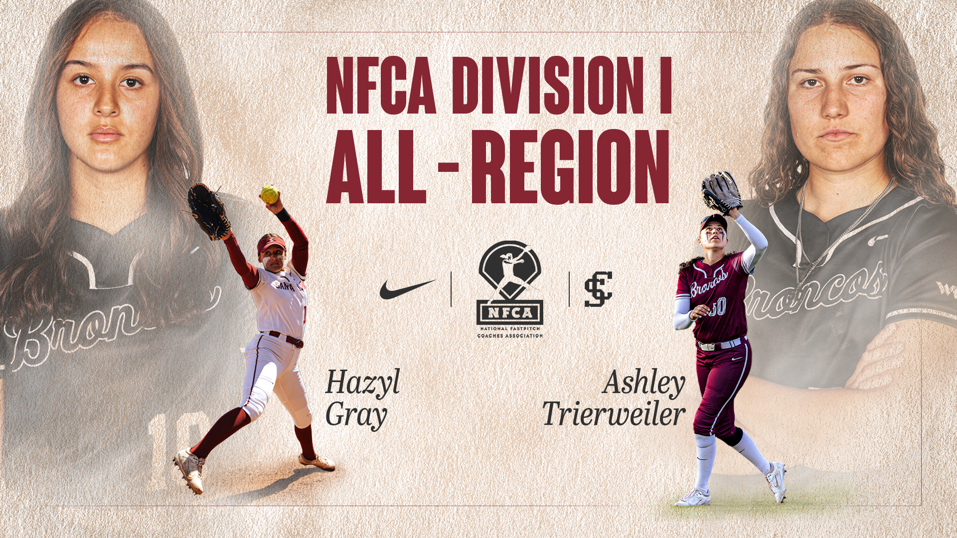 Trierweiler & Gray Named NFCA All-Region in Softball
